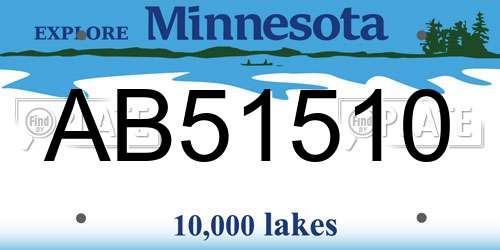 AB51510 Minnesota License Plate