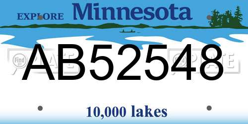 AB52548 Minnesota License Plate