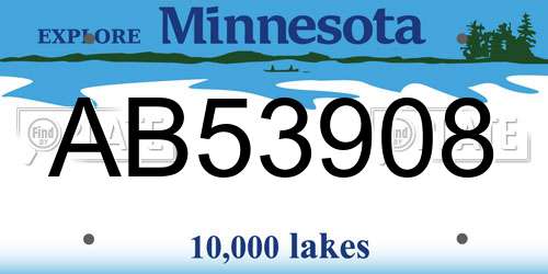 AB53908 Minnesota License Plate