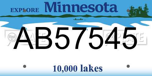 AB57545 Minnesota License Plate