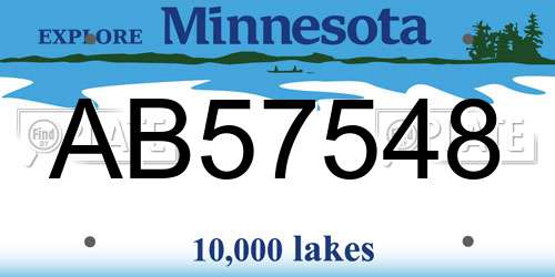 AB57548 Minnesota License Plate