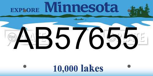 AB57655 Minnesota License Plate