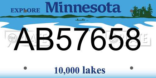 AB57658 Minnesota License Plate