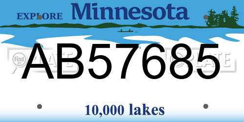 AB57685 Minnesota License Plate