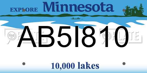 AB5I810 Minnesota License Plate