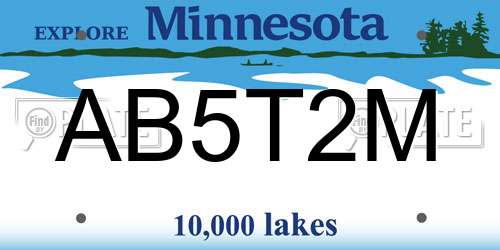 AB5T2M Minnesota License Plate