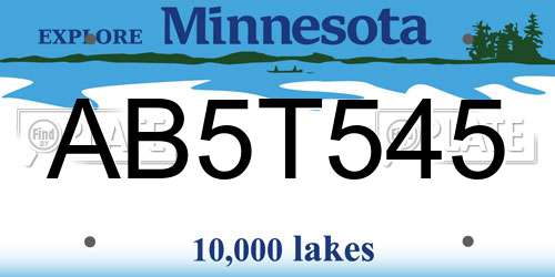 AB5T545 Minnesota License Plate