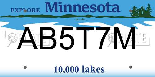 AB5T7M Minnesota License Plate