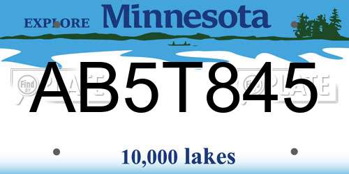 AB5T845 Minnesota License Plate