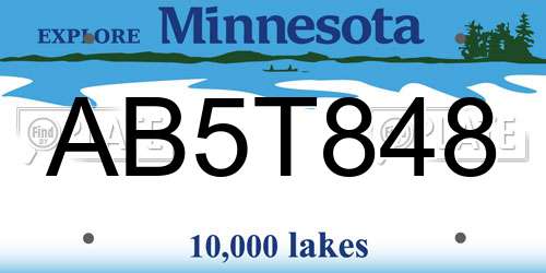 AB5T848 Minnesota License Plate