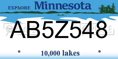 AB5Z548 Minnesota License Plate