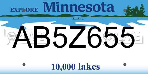 AB5Z655 Minnesota License Plate