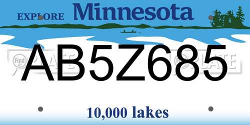 AB5Z685 Minnesota License Plate