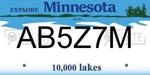 AB5Z7M Minnesota License Plate