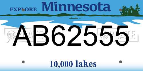 AB62555 Minnesota License Plate