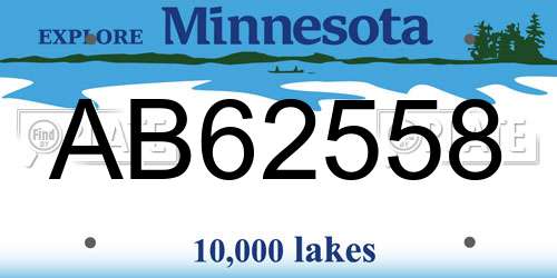 AB62558 Minnesota License Plate