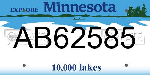 AB62585 Minnesota License Plate