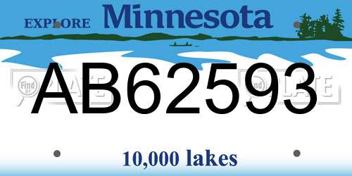 AB62593 Minnesota License Plate