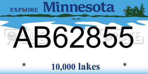 AB62855 Minnesota License Plate