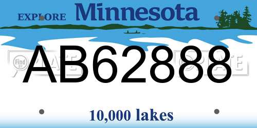 AB62888 Minnesota License Plate