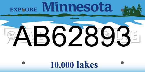AB62893 Minnesota License Plate