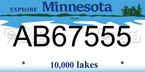 AB67555 Minnesota License Plate