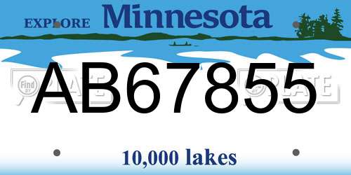AB67855 Minnesota License Plate