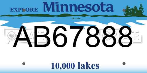 AB67888 Minnesota License Plate