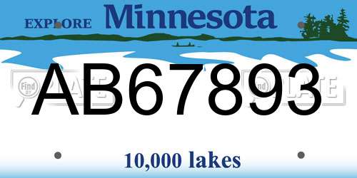 AB67893 Minnesota License Plate