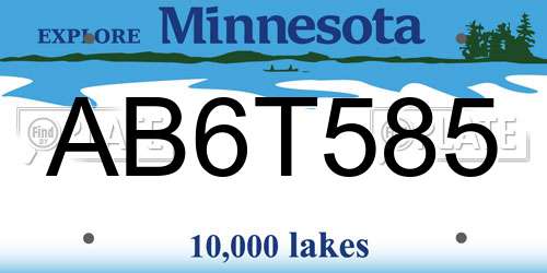 AB6T585 Minnesota License Plate