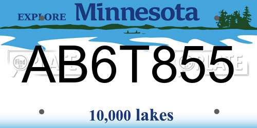 AB6T855 Minnesota License Plate