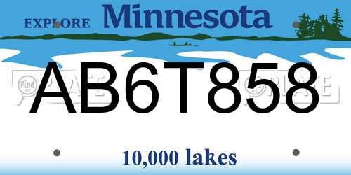 AB6T858 Minnesota License Plate