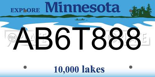 AB6T888 Minnesota License Plate