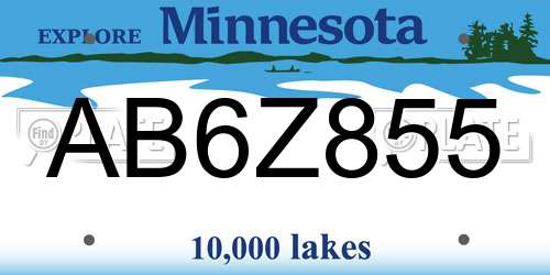 AB6Z855 Minnesota License Plate