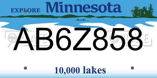 AB6Z858 Minnesota License Plate