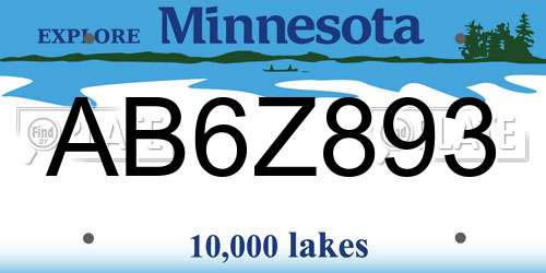AB6Z893 Minnesota License Plate