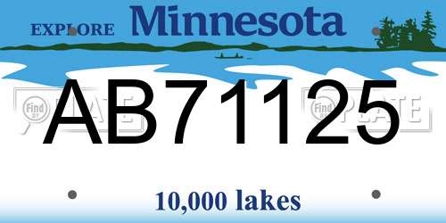 AB71125 Minnesota License Plate