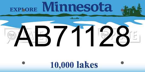 AB71128 Minnesota License Plate