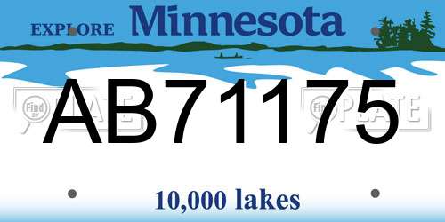 AB71175 Minnesota License Plate