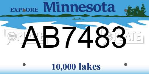 AB7483 Minnesota License Plate
