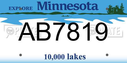 AB7819 Minnesota License Plate