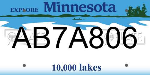 AB7A806 Minnesota License Plate