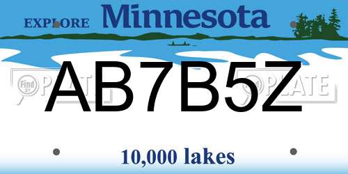 AB7B5Z Minnesota License Plate
