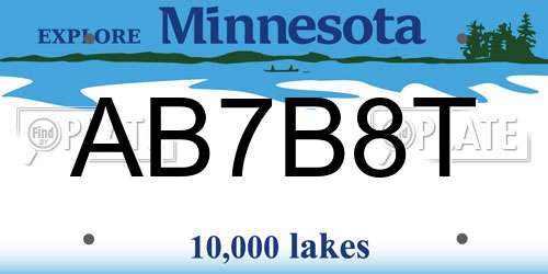 AB7B8T Minnesota License Plate