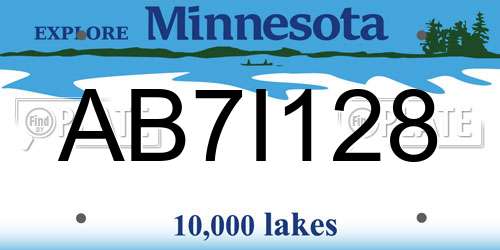 AB7I128 Minnesota License Plate