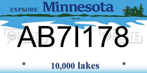 AB7I178 Minnesota License Plate