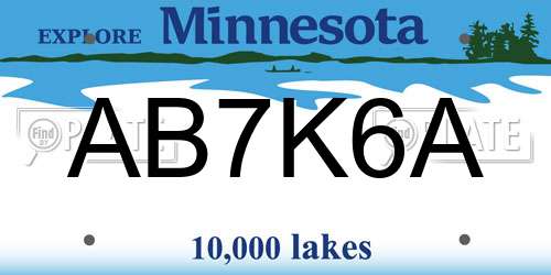 AB7K6A Minnesota License Plate