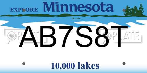 AB7S8T Minnesota License Plate