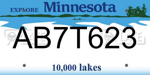 AB7T623 Minnesota License Plate