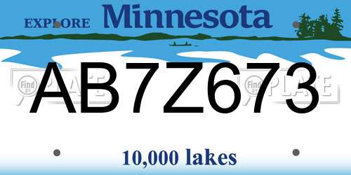 AB7Z673 Minnesota License Plate